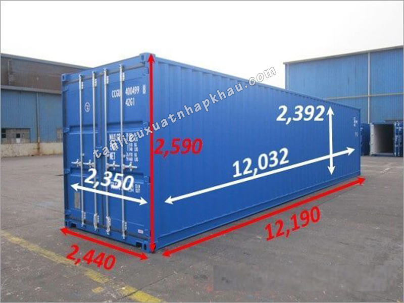 Kích thước của Container khô 40 Feet